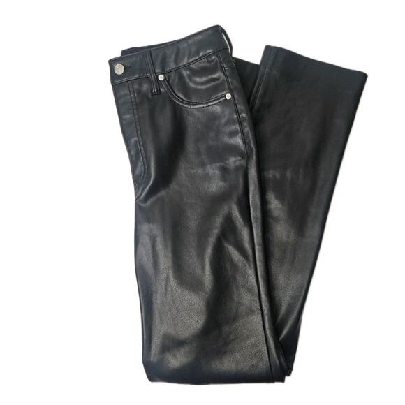 Express Black Vegan Leather '90s Slim Super High Waist Size 4R Moto Glam - Picture 1 of 10